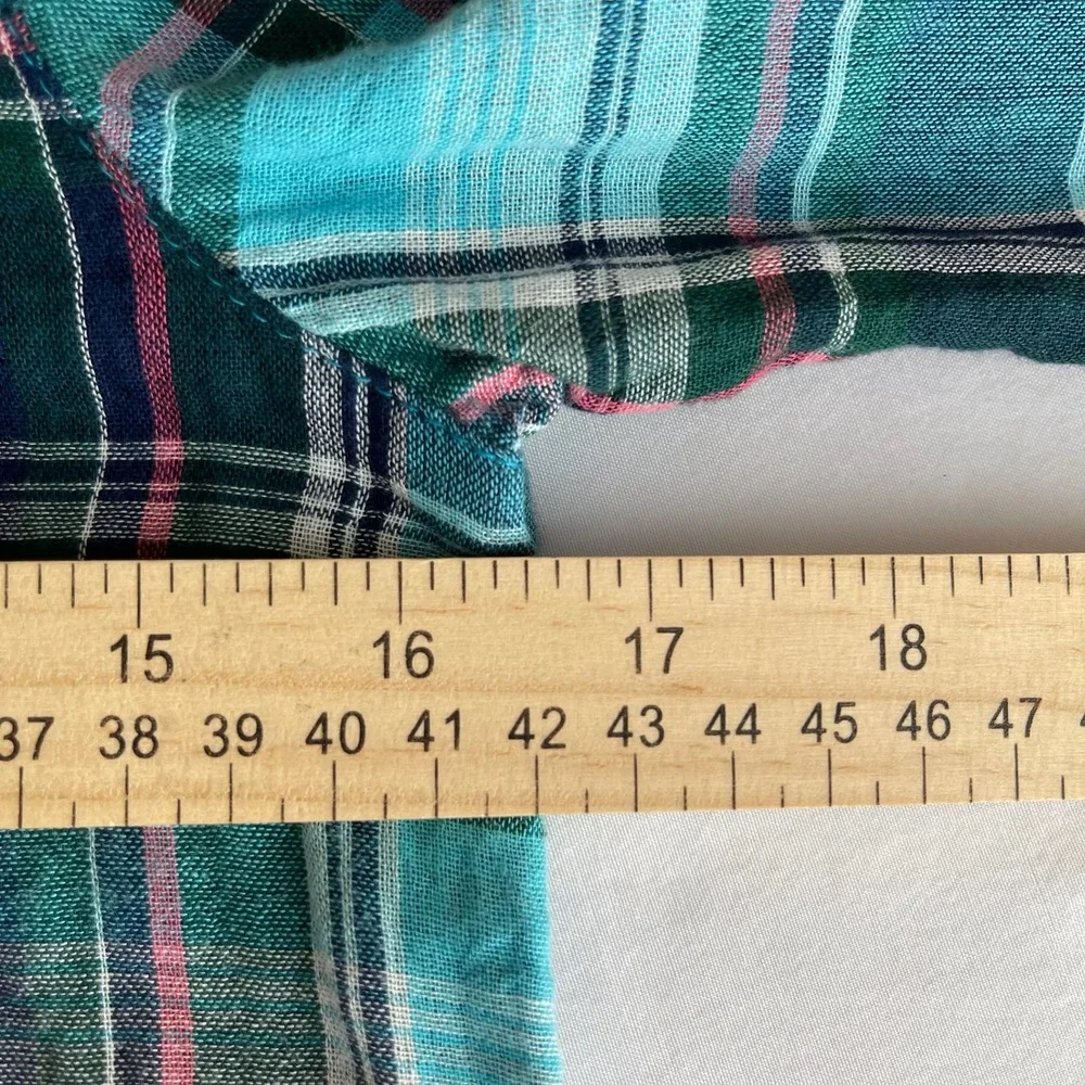 Old Navy Girl's Blue Plaid Long Sleeve Henley Tunic Shirt Dress Size XL 14 Reg